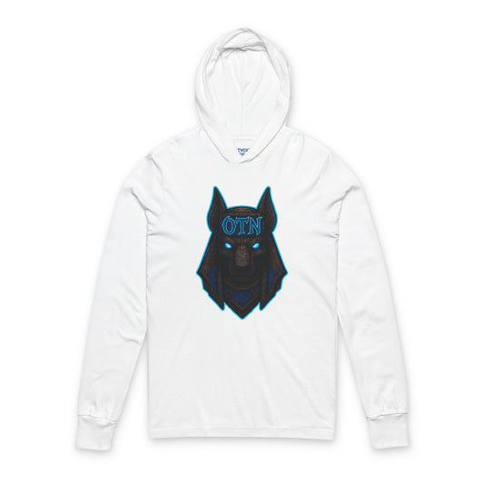 Wolf Mask Hooded Long Sleeve Tee — “Outweigh the Negativity” Graphic