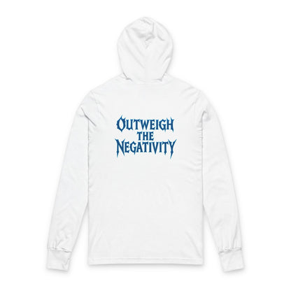 Wolf Mask Hooded Long Sleeve Tee — “Outweigh the Negativity” Graphic