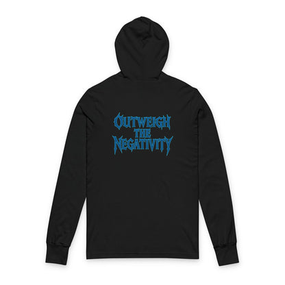 Wolf Mask Hooded Long Sleeve Tee — “Outweigh the Negativity” Graphic